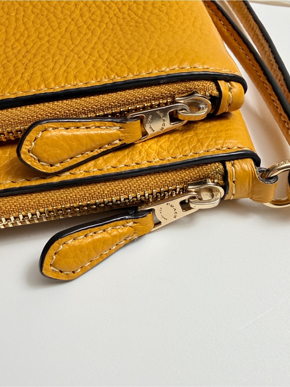 Coach Pebbled Leather Double Zip Wristlet - Picture 4 of 10